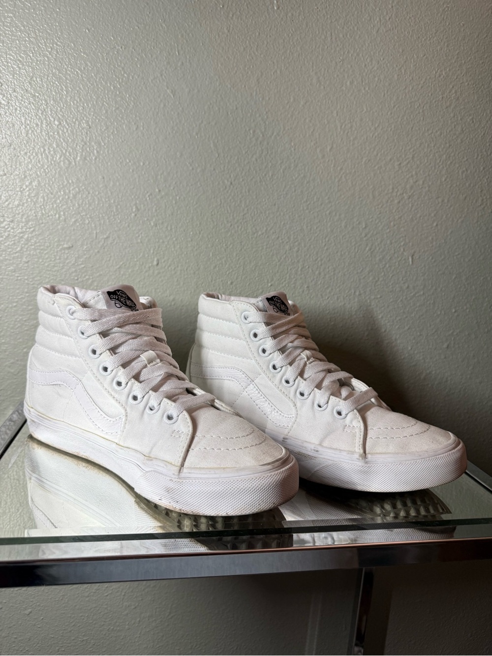 Vans Sk8-Hi True White Canvas High Top Sneakers Women’s 7 Men’s 5.5 - Picture 4 of 9
